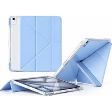Ertürk Store iPad Air 4.nesil - 5.nesil ile Uyumlu Kalem Bölmeli Ayrılabilen Kolay Tak Çıkar 6 Farklı Stand Pozisyonu Köşe Korumalı Yarı Saydam Katlanır Tablet Kılıfı Cp-2, Bebek Mavi