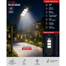 CT-4692 180W Solar Sokak Aydınlatma 3000 Lümen 6400K IP65