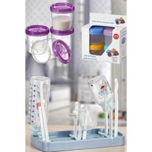 Ertürk Store 9 Parça Anne Bebek Seti Biberon Kurutucu 50 ml ve 180 ml Anne Sütü Mama Saklama Kabı Çok Renkli Tek Ebat