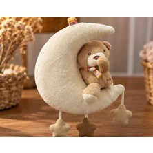 Toys Ay Üzerinde Sevimli Ayıcık Peluş – Yıldızlı Bebek Uyku Arkadaşı ve Oda Dekoru