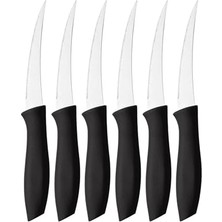 Ertürk Store Sebze ve Meyve Bıçağı; Çelik, Siyah, Lazer Kesim Tırtıklı Uç, 22 Cm, 6 Adet