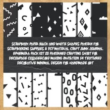 Ertürk Store Scrapbook Paper Black And White Shapes Pattern For Scrapbooking Supplies & Dıy Material Craft Junk Journal Ephemera Pack Kit 28 Patterned Crafting ... Decorative Minimal Design For Handmade Art