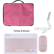 Ertürk Store Xiaomi Redmi Pad 10.61 Tablet Çanta + Türkçe Bluetooth Klavye + Mouse + Tablet Standı - Pembe Al 8127