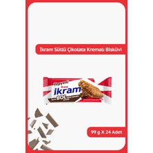 Ülker Ikram Sütlü Çikolatalı Kremalı Bisküvi - Daha Bol Sütlü Çikolata Krema - 99 Gram - 24 Adet