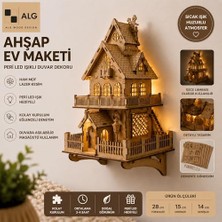 Ertürk Store Algwooddesign Ahşap Ev Maketi Duvar Dekoru 90 Parça, Peri LED Işıklı Dıy Duvara Asılabilir Ev Modeli