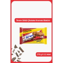 Ülker Ikram Sütlü Çikolatalı Kremalı Bisküvi - 3'lü Paket - 270 Gram - 12 Adet