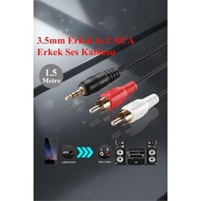 Ertürk Store 1.5 Metre Siyah Stereo To Rca Kablo 2+1-5+1 Bilgisayar Pc Ses Kablosu 3.5 mm Jak Renkli Kablo Siyah