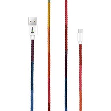 Ertürk Store Handmade CC-003 Handmade Rainbow Micro Android Şarj ve Data Kablosu, 100 cm