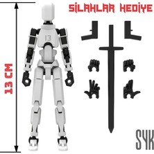 Ertürk Store Robot 13 Dummy Beyaz Siyah, Tüm Eklemleri Hareketli Aksiyon Figürü Oyuncak