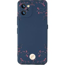 Ertürk Store S19 Max Pro Lacivert Silikon Kılıf, Kamera Korumalı ve Çiçek Desenli