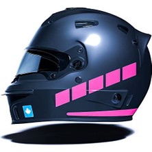 Ertürk Store Şerit Tasarımlı Gül Pembesi Motosiklet Kask Sticker