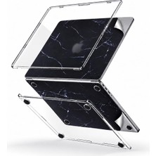 Str Store MacBook Air 13,6 Inç M2 M3 M4 M5 A2681 A3113 A3240 A3449 Kristal Şeffaf Sert Kılıf, Geometrik Mermer Desenli 3m Sticker Usb-C Adaptör Hediyeli Set