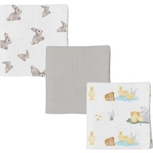 Str Store % 100 Pamuk 3'lü Müslin Bebek Örtüsü Iconıque Lapin & Petits Canetons & Cotton Grey 100X100 THROW3PACK1003