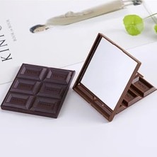 Ertürk Store Katlanabilir Mini Çikolata Şekilli Tek Taraflı Makyaj ve Cep Aynası, Kahve, 8 x 8