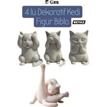 Salıncak 4lü Dekoratif Mini Kedi Figür /beyaz (5 cm Kendinden Yapskanlı)