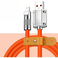 Ertürk Store 6A Ios Apple Lightning Sıvı Silikon Data Hızlı Şarj Kablosu; Bakır Döşeme, Katlanmaz Kırılmaz Dayanıklı Kablo Turuncu