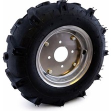 Ertürk Store Mini Dişli Traktör Pat Pat Tekerleği Poryalı 400X8 Ağır Yük Taşıma Dayanıklı Bahçe Çapa Motoru Tekeri