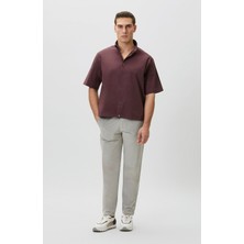 Network Relaxed Fit Bordo Etek Ucu Lastikli Gofreli Gömlekrelaxed Fit Bordo Etek Ucu Lastikli Gofreli Gömlek