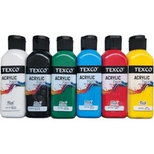 Ertürk Store Texco Akrilik Boya Seti 6 Renk; 130 ml | Su Bazlı, Hızlı Kuruyan, Toksik Içermez, Tuval, Ahşap, Taş, Seramik, Karıştırılabilir Renkler