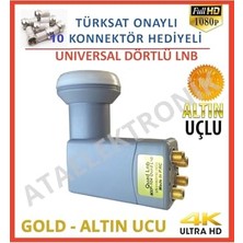 Ertürk Store 4 Çıkışlı Ultra Hd 4K Uyumlu 0,1db Dörtlü Lnb, 30MT 30 Metre Anten Kablo, 10 Adet Jak