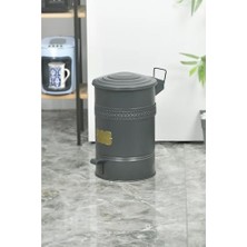 Ertürk Store 16 L Antrasit Galvaniz Metal Pedallı Çöp Kovası, 26 x 36