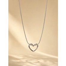Bilfa Gümüş Renk Düğüm Kalp Figürlü Yılan Zincir Kolye Minimalist Kadın Kolye