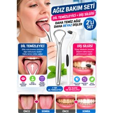 ERHCE Dil Temizleme Kazıyıcı Aparatı + Diş Beyazlatma Silgisi 2'li Set Ağız Bakım Seti