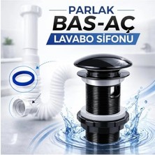 Marmara Avm Parlak Siyah 6.5 cm Pop-Up Lavabo Gider Süzgeci, Pirinç Çekirdekli