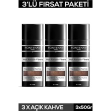 Marmara Avm Saç Dolgunlaştırıcı Keratin Fibers Açık Kahve Topik Saç Tozu 50 G X3