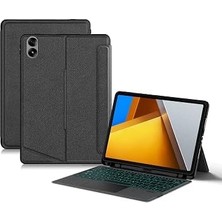 Marmara Avm Xiaomi Redmi Pad 2 Pro/poco Pad 12.1 ile Uyumlu Mag Touchpad Blutooth Işıklı Rgb Standlı Türkçe Q Klavyeli Kılıfı