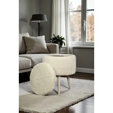 Maison Luré Mantar Sandıklı Puf Teddy Kumaş Makyaj Masa Pufu Puf & Bench