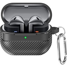 Marmara Avm Samsung Galaxy Buds 3 Pro, Buds 3 ve Buds 3 Fe ile Uyumlu Mat Karbon Fiber Dokulu Darbelere Dayanıklı Premium Silikon Kılıf (Galaxy Buds 3 Pro/3/3 Fe)