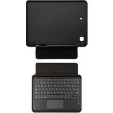 Marmara Avm Apple iPad 10.2 (8.nesil) ile Uyumlu Klavyeli Kılıf Silikon Kalem Bölmeli Standlı Bluetooth Bağlantılı Touch Pad Tablet Kılıfı Border