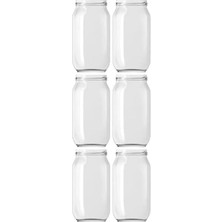 Marmara Avm 1000 ml Şeffaf Cam Kavanoz, Beyaz Metal Konserve Kapaklı, 6 Adet