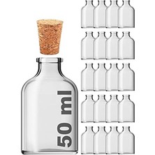 Marmara Avm Şişe, 50 ml Düğün, Kına, Nişan, Kolonya, Koku, Hediyelik Şişesi Şeffaf Mantar Tıpalı 50 cc Cam (Şeffaf 20 Adet)