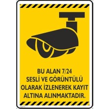 Marmara Avm 7/24 Sesli ve Görüntülü Kayıt Uyarı Levhası, Güvenlik Kamerası Ikaz Tabelası, Sarı Dekota