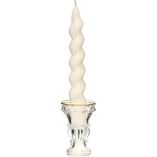 Marmara Avm Yılbaşı 2'li Twirl Glow Beyaz Şamdan Mum Seti (18 Cm)