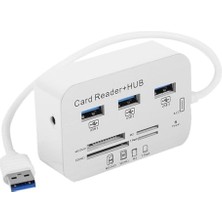 Marmara Avm USB 3.0/3.1 Hub + Card Reader Çoklu Kart Okuyucu, 3 USB Girişli, 5/10 Gbps Veri Aktarım Destekli, Sd(Hc) Ms Duo M2 T-Flash Kart Yuvalı, 20/30 cm Kablolu (NRT-30619)