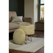 Maison Luré Mantar Sandıklı Puf Teddy Kumaş Makyaj Masa Pufu Bench Puf & Bench