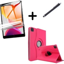 Marmara Avm iPad Pro 12.9 3. 4. 5. 6. Nesil Uyumlu Koyu Pembe Dönen Kılıf, Ekran Koruyucu ve Kalem, 2018-2022