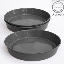 Marmara Avm Tabak; Saksı Tabağı Klasik Parlak Plastik Altlık (Antrasit, 20 Cm)