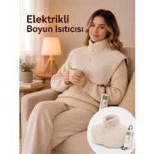 Marmara Avm Omak 220V Elektrikli Giyilebilir Boyun ve Omuz Isıtıcı 5 Kademe Medikal Minder Ev Ofis Bölgesel Isıtma Şalı Dijital Krem Renk 57X40 cm