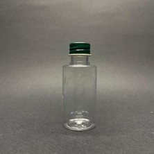 Marmara Avm 30 cc Kısa Silindir Pet Şişe, Yeşil Metal Kapaklı, 30 ml x 10 Adet