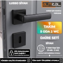 Marmara Avm Lusso Siyah 5 Adet Oda 2 Adet Wc Kare Rozetli Kapı Kolu Set
