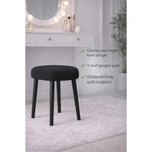 Maison Luré Kare Siyah Teddy Kumaş Siyah Ayaklı Puf Tabure Puf & Bench