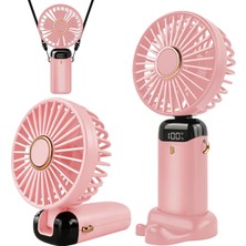 El Vantilatörü, Taşınabilir Mini Vantilatör, Şarj Edilebilir, 5 Hız Kademeli, Katlanabilir USB Vantilatör, Ofis, Dış Mekan Için (Pembe)