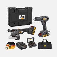 Cat DX155.1 18V Cordless Drill And DX3130B 18V Brushless Angle Grinder Set