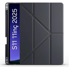 Marmara Avm Samsung Galaxy Tab S11 2025 11 Inç SM-X730/X736 Uyumlu Üçgen, Kalem Bölümlü, Standlı, Uyku Modlu Akıllı Kılıf, Siyah