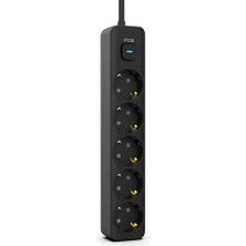 Marmara Avm 5 Port Akım Korumalı LED Tuşlu Priz 1.5m Siyah IPW-44SY