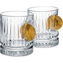 Bitcoin Madeni Para Hediyelik Özel Kristal Lüks 2’li Viski Bardağı Set 355CC